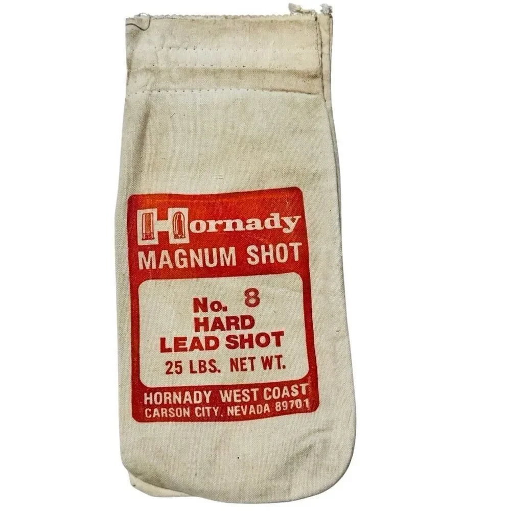 HORNADY MAGNUM SHOT 25 Lb. LEAD #8 SHOT Canvas Ammo Bag Advertisement  Empty